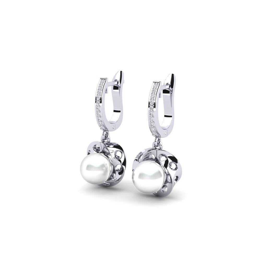 18k Oro Blanco Diamante cultivado en laboratorio Pendiente de mujer Adinter