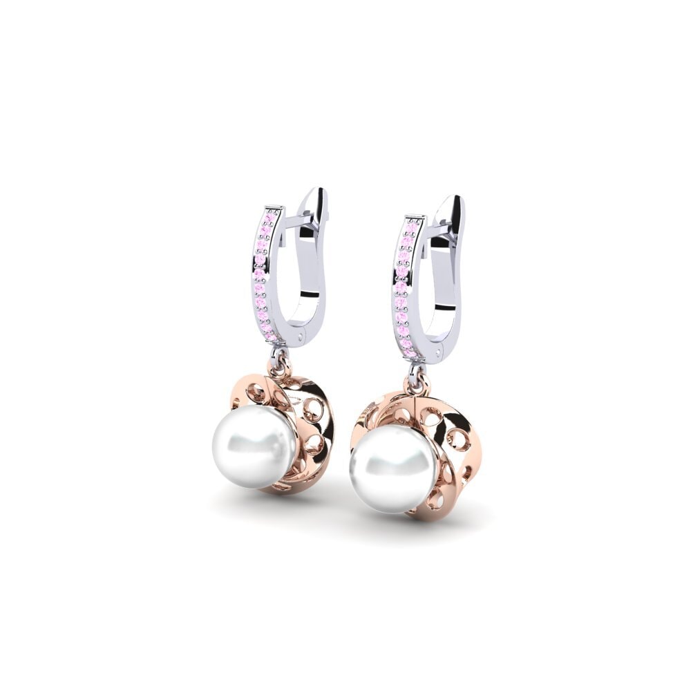 14k Oro Blanco & Rosa Zafiro Rosado Pendiente de mujer Adinter