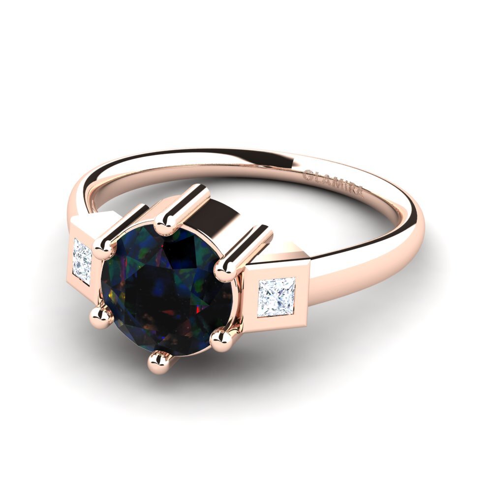 Schwarzer Opal Verlobungsring Adlina