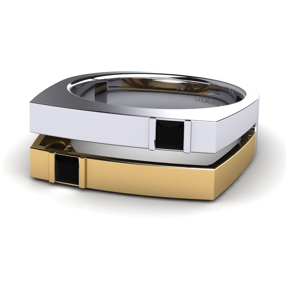 9ct White & Yellow Gold Black Onyx Men's Ring Admetus