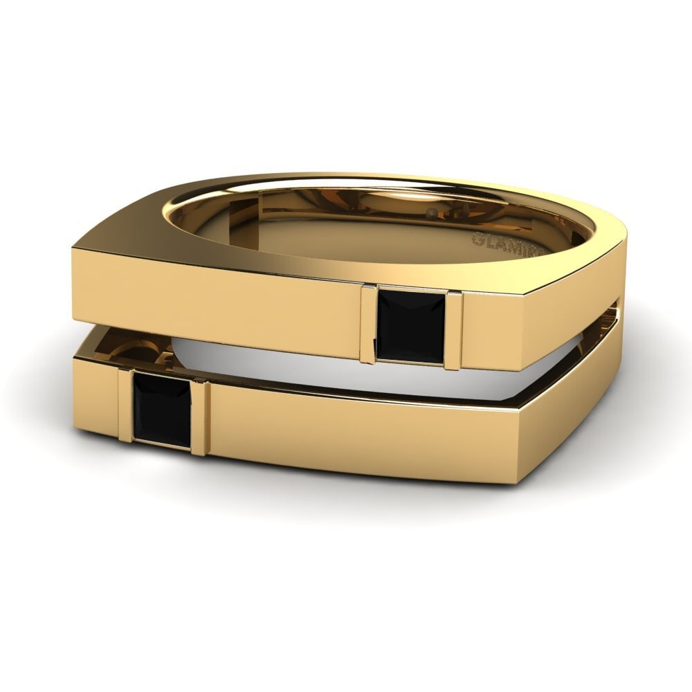 9ct Yellow Gold Black Sapphire Men's Ring Admetus