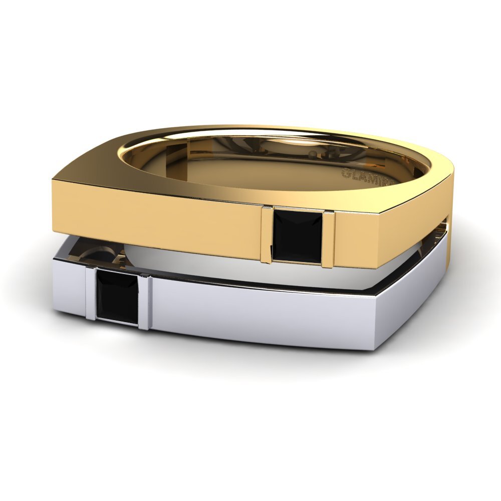 18ct Yellow & White Gold Black Diamond Men's Ring Admetus