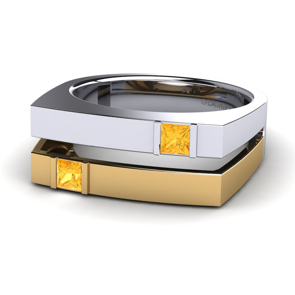18ct White & Yellow Gold Citrine Men's Ring Admetus