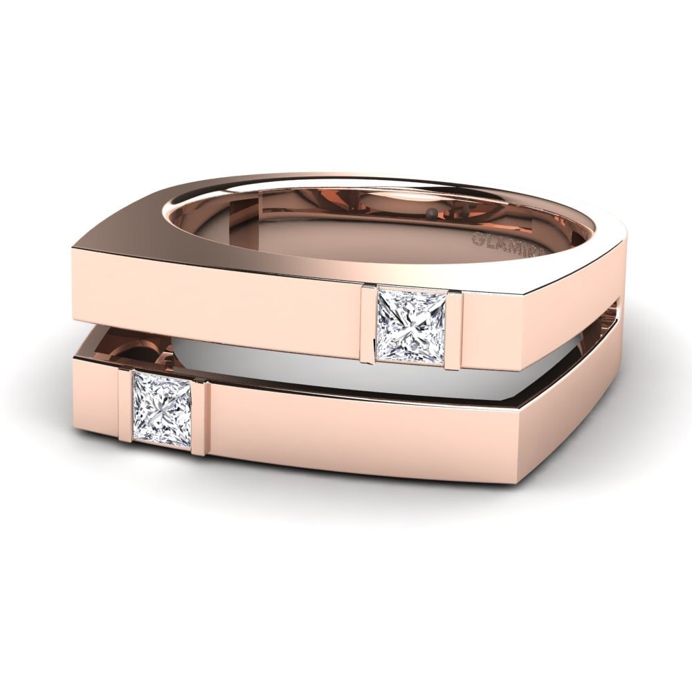 Oro Rosso 750 Diamante Anello da uomo Admetus