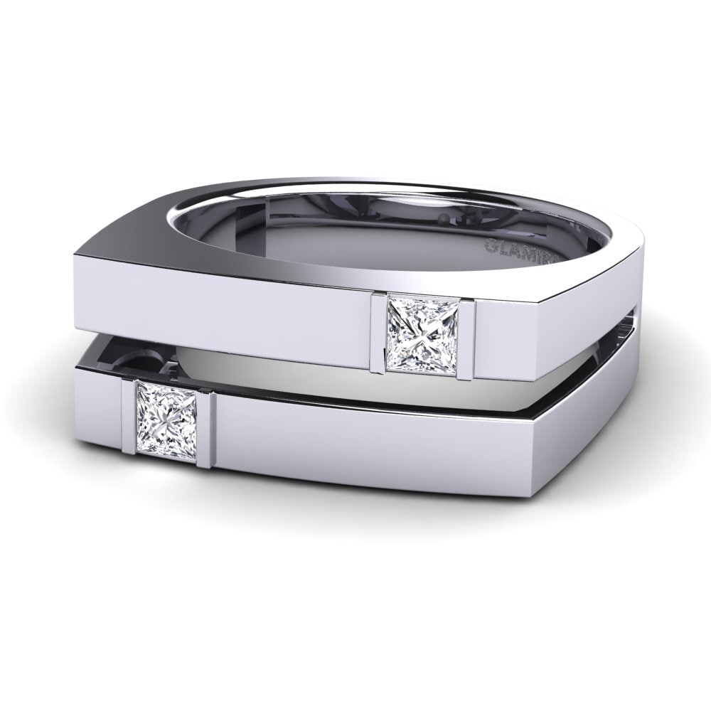 14k Oro Blanco Diamante Anillo de Hombre Admetus