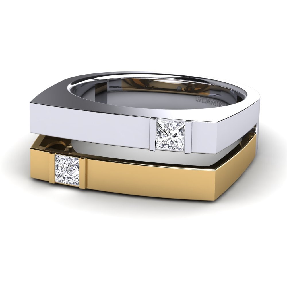 9ct White & Yellow Gold Diamond Men's Ring Admetus