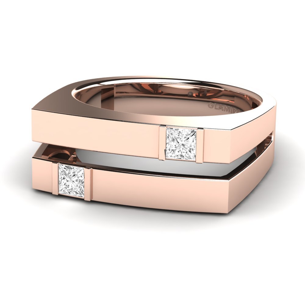 14ct Rose Gold White sapphire Men's Ring Admetus