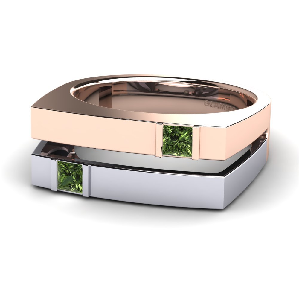 Oro Rosso & Bianco 375 Zaffiro Verde Anello da uomo Admetus
