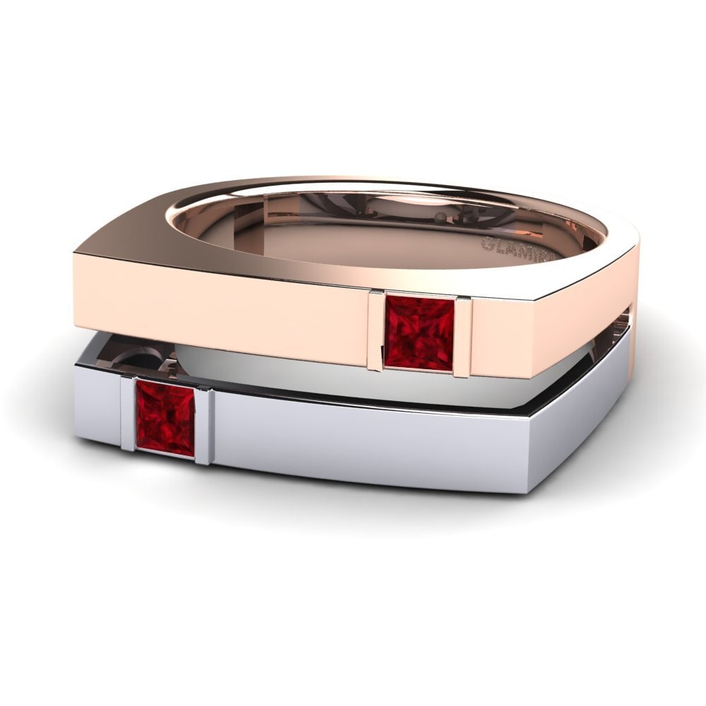 14ct Rose & White Gold Ruby Men's Ring Admetus