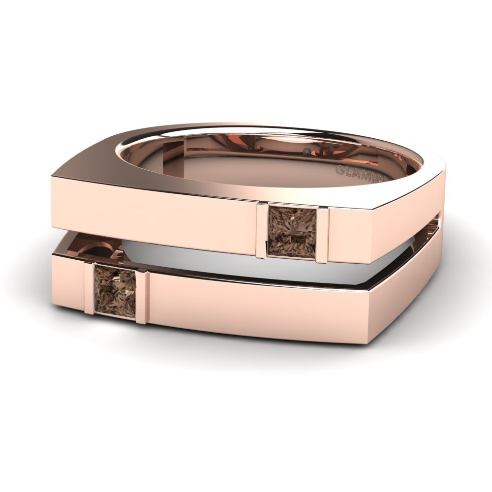 Oro Rosso 585 Quarzo Fumé Anello da uomo Admetus