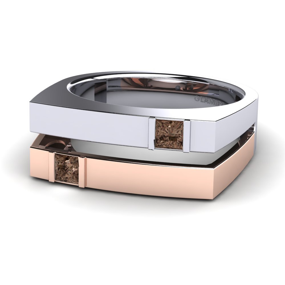 9ct White & Rose Gold Smoky Quartz Men's Ring Admetus