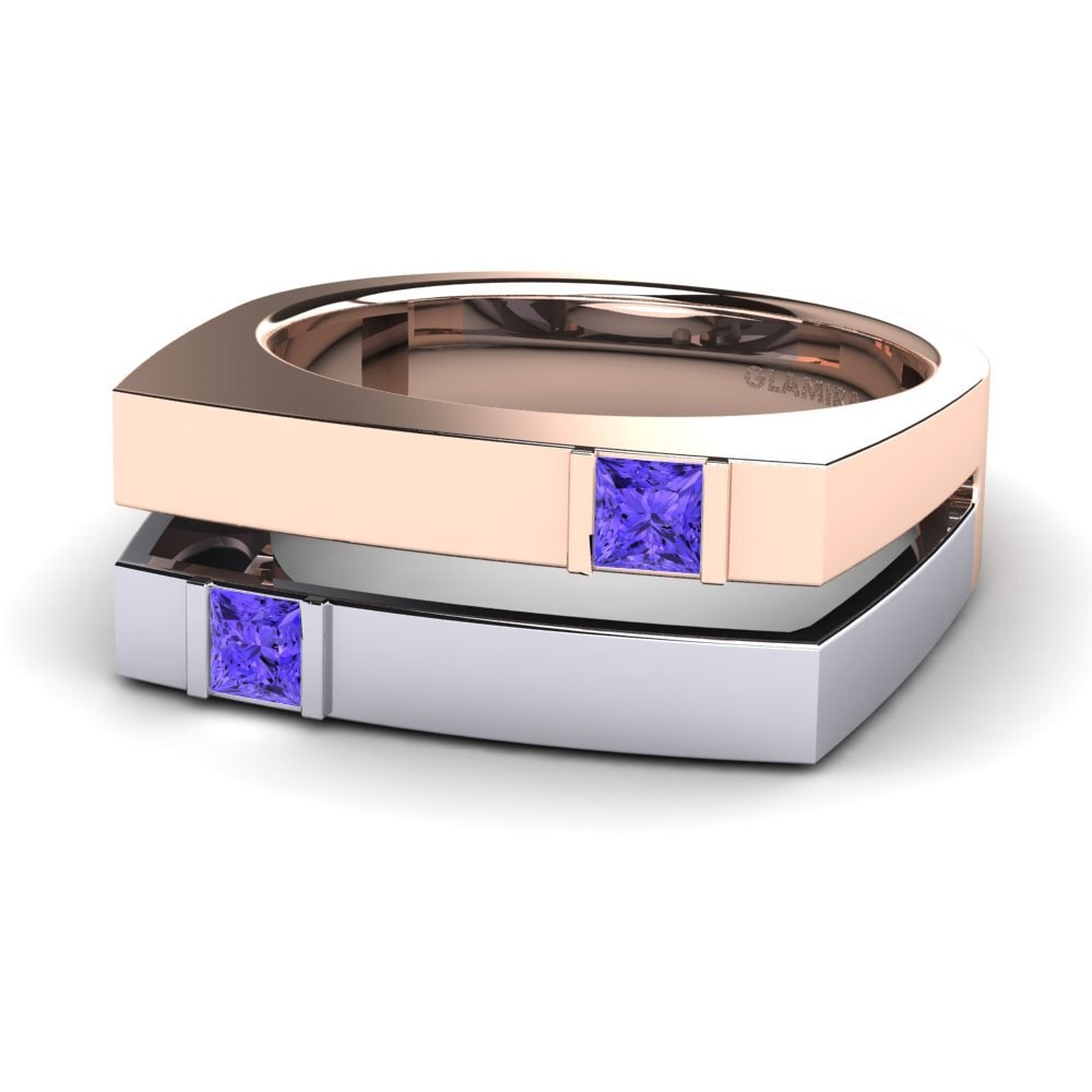 18ct Rose & White Gold Tanzanite Men's Ring Admetus