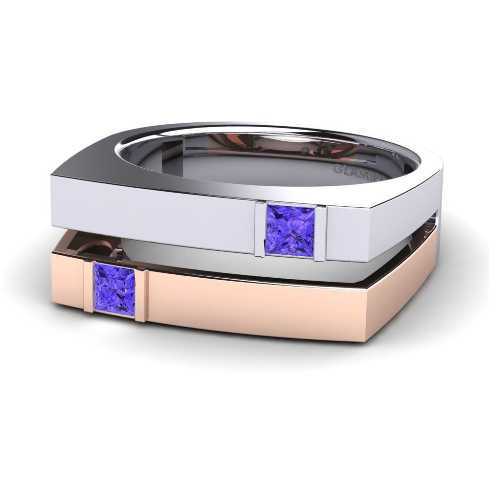 14ct White & Rose Gold Tanzanite Men's Ring Admetus