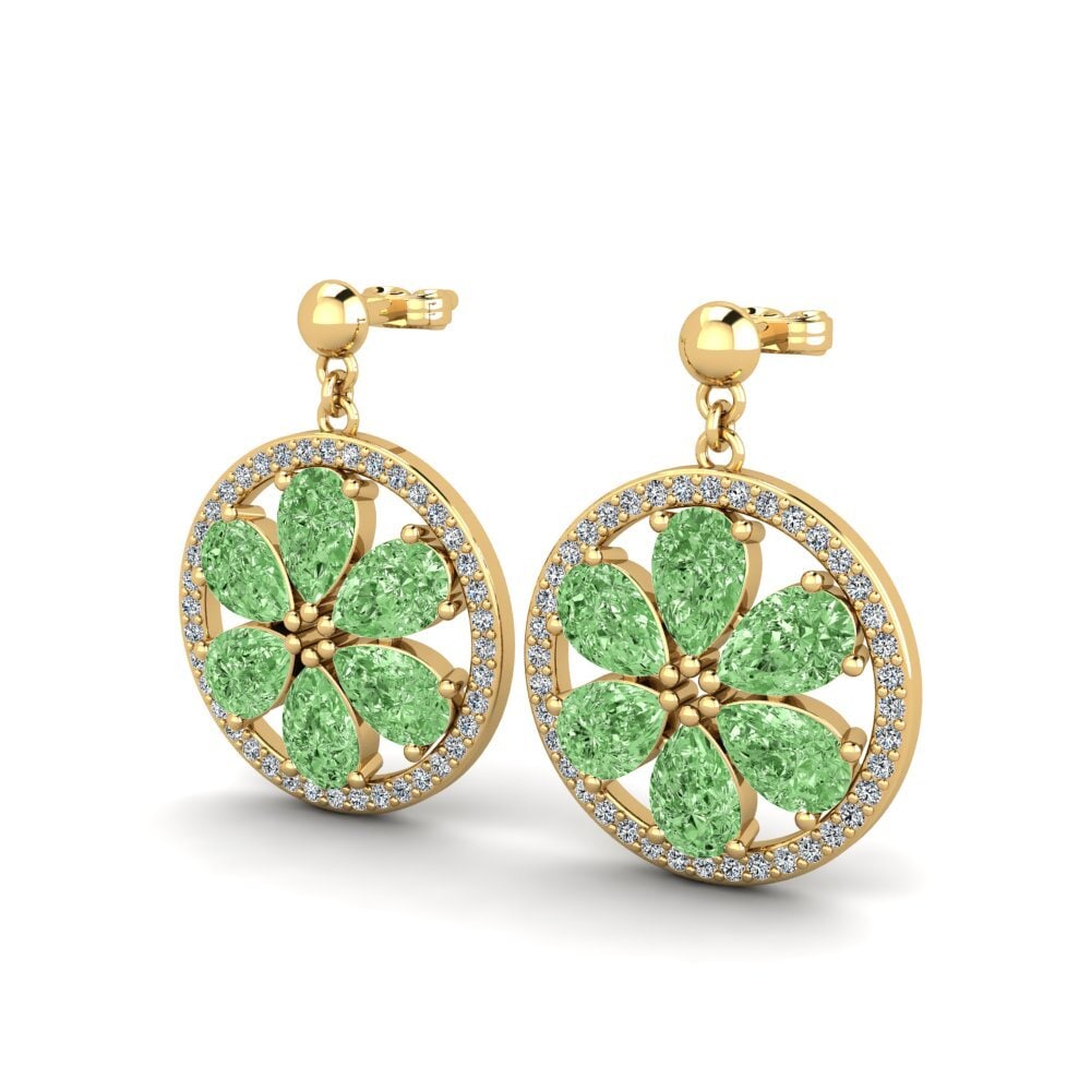 Diamante Verde Brincos Feminino Adroit