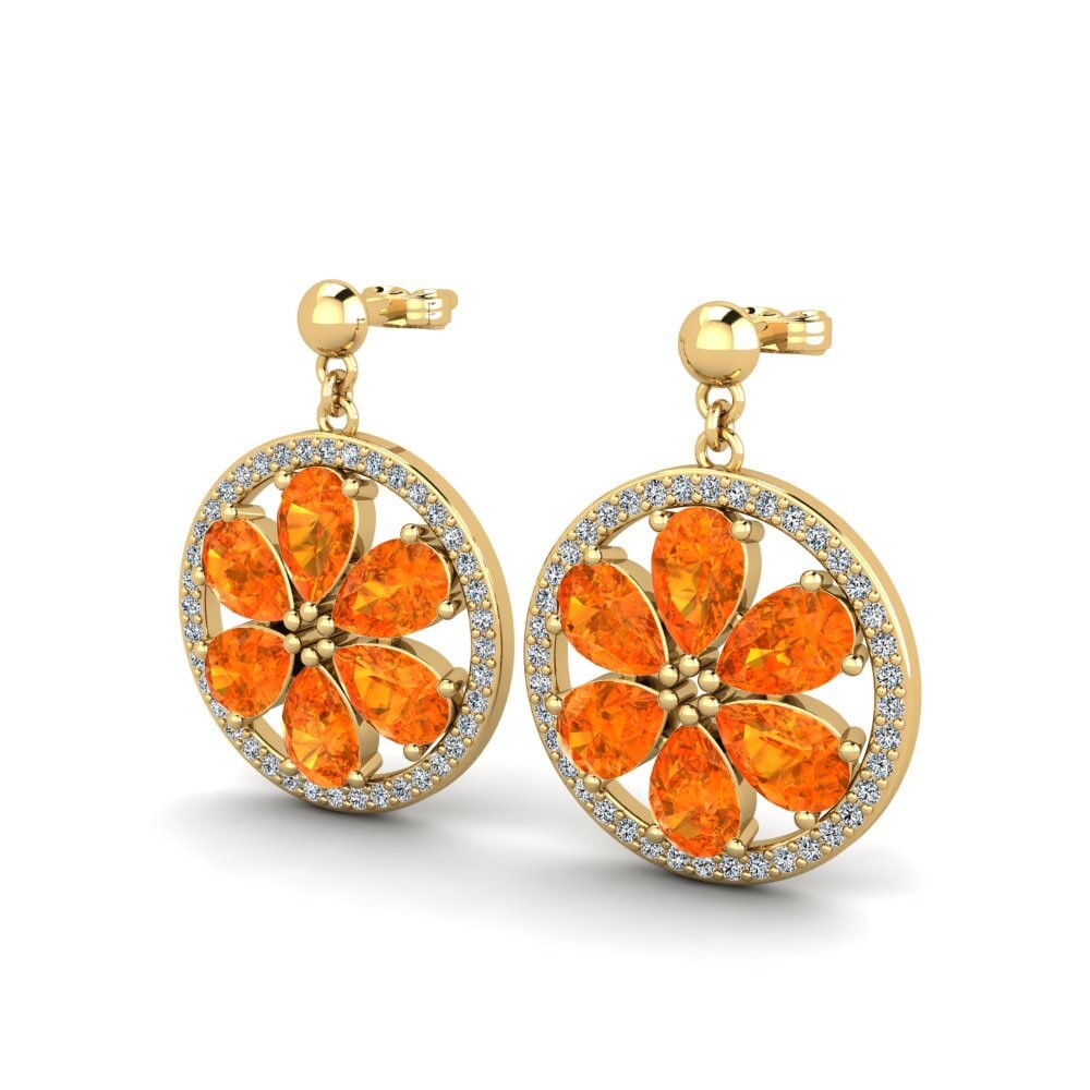 Orange Sapphire Women's Earring Adroit