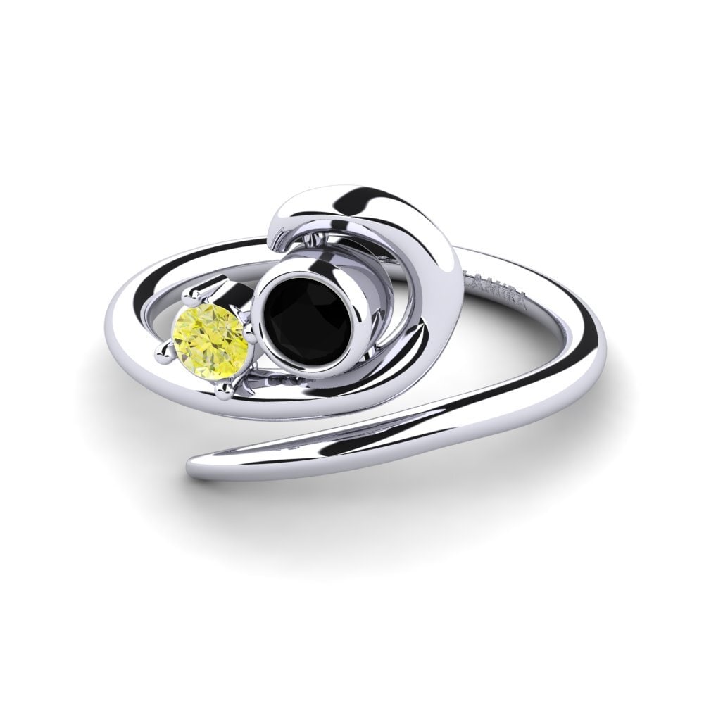 9ct White Gold Black Diamond Ring Adsila