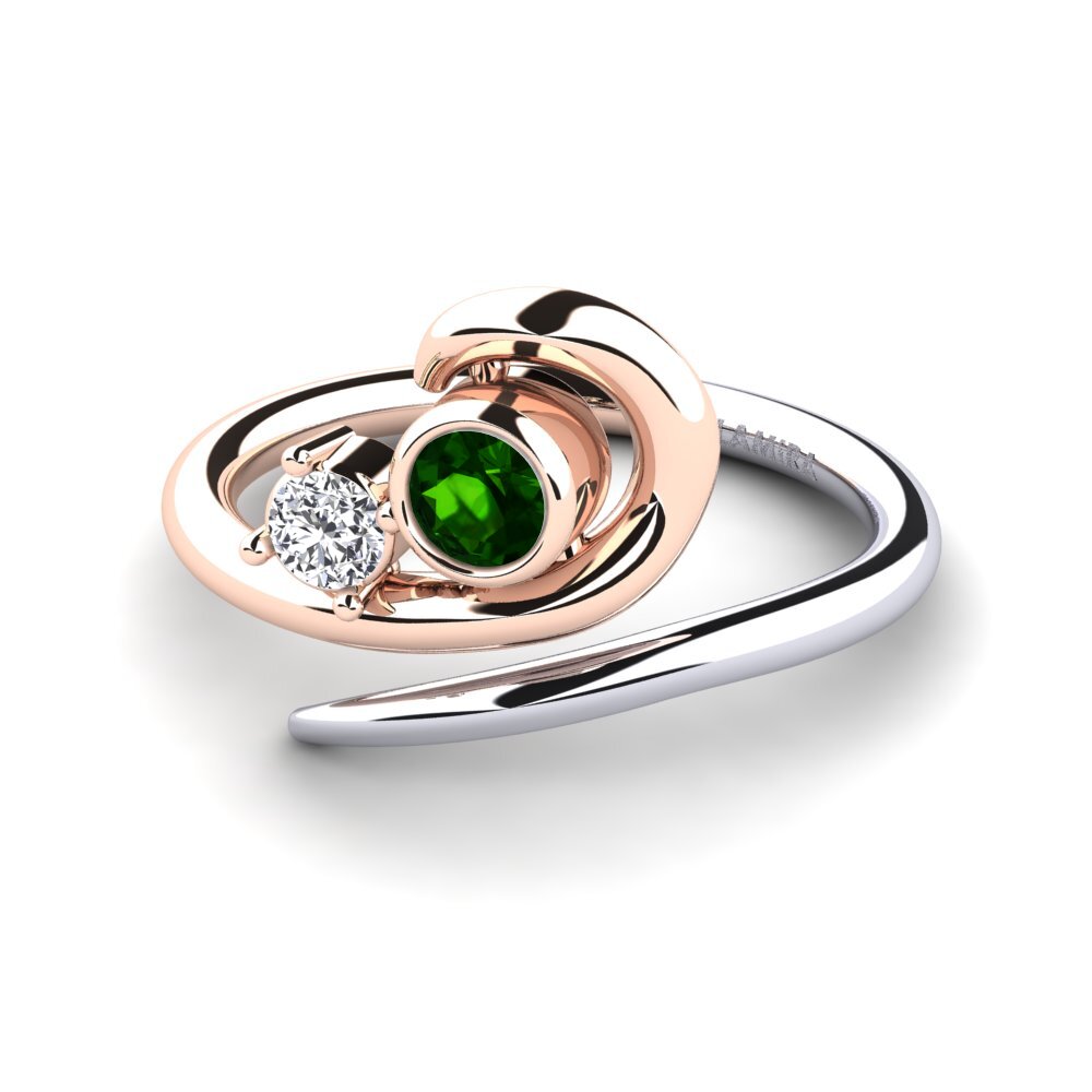 14ct Rose & White Gold Green Tourmaline Ring Adsila