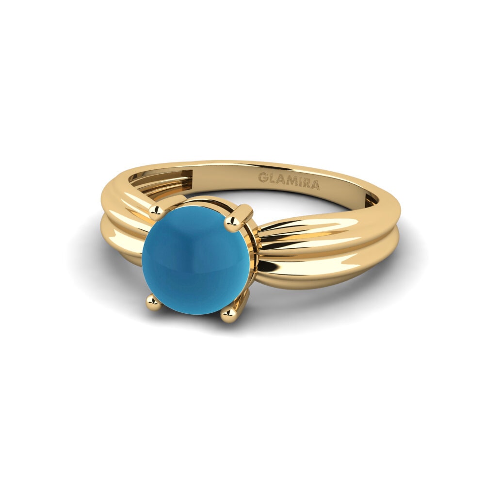 Blue Topaz Engagement Ring Aduc - Cabochon Round