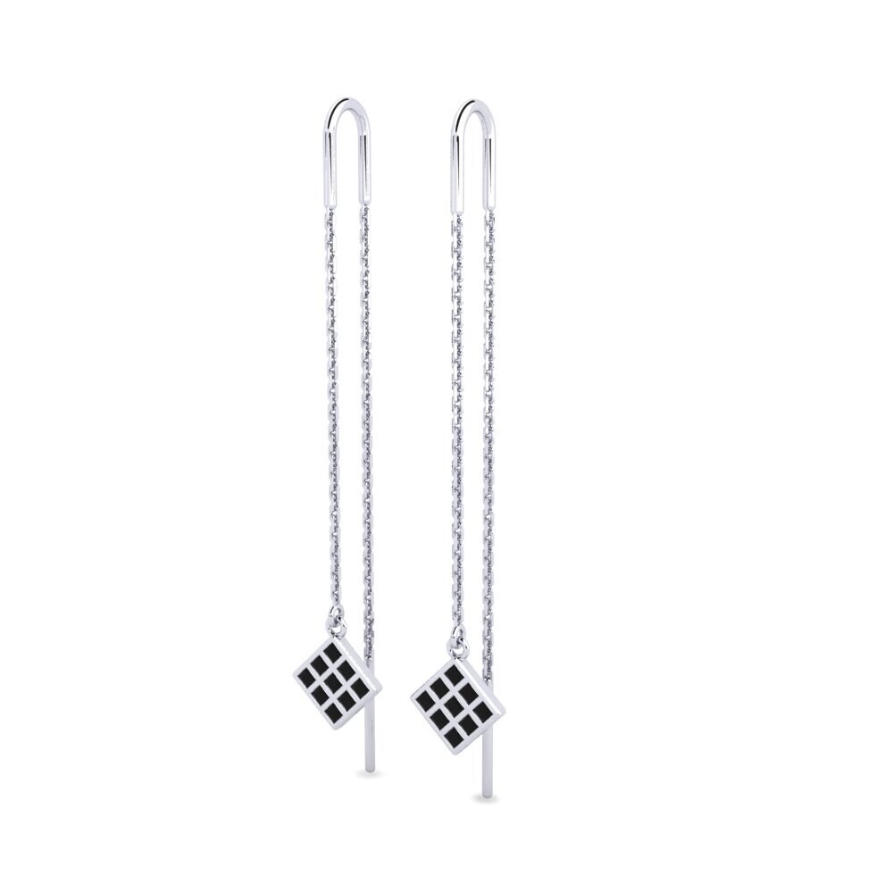 Oro Bianco 750 Diamante Nero Orecchino da donna Adulev