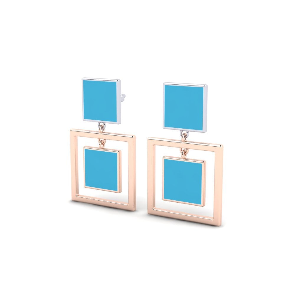 9k Oro Rosa/Blanco Pendientes Adzhar