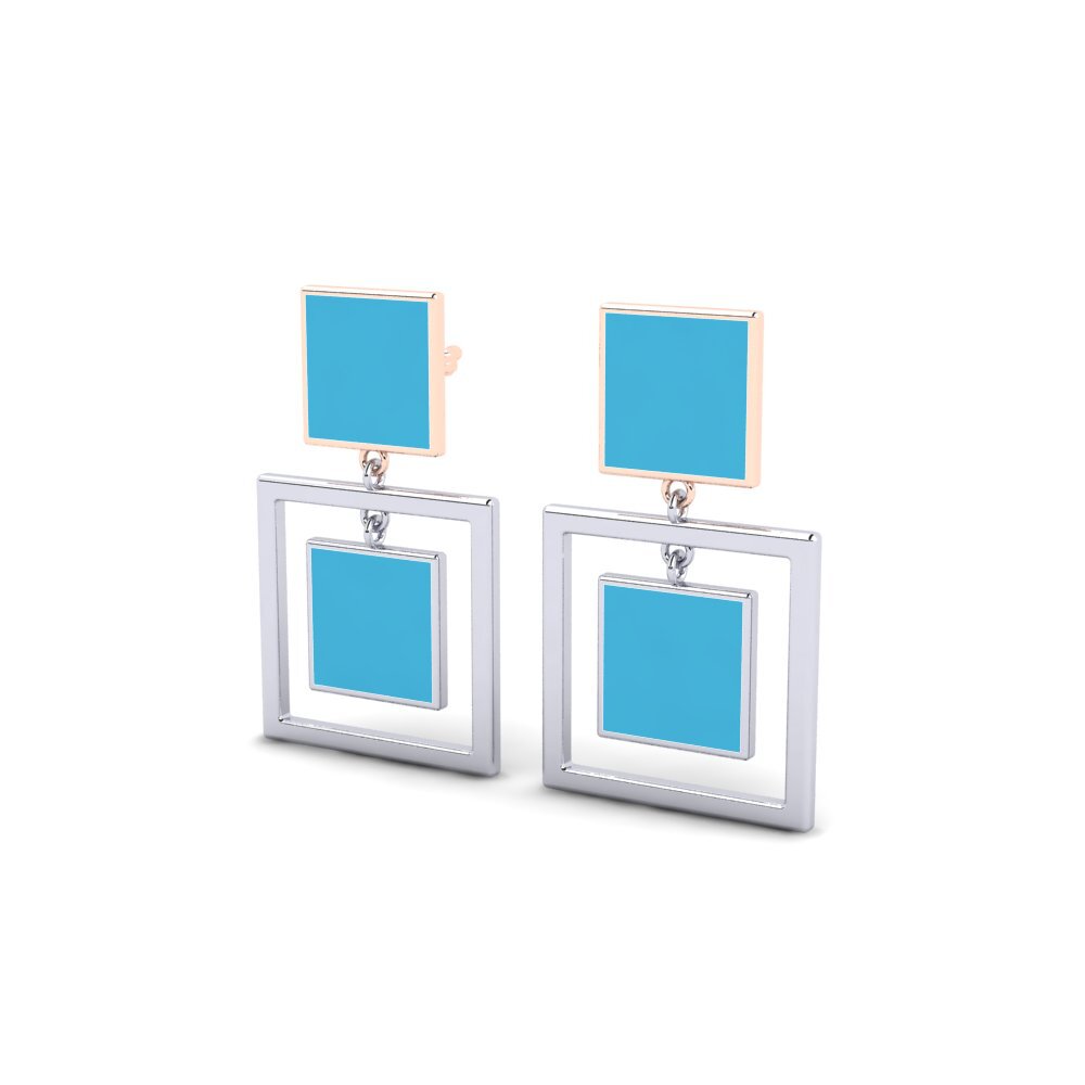 9k Oro Blanco / Rosa Pendientes Adzhar