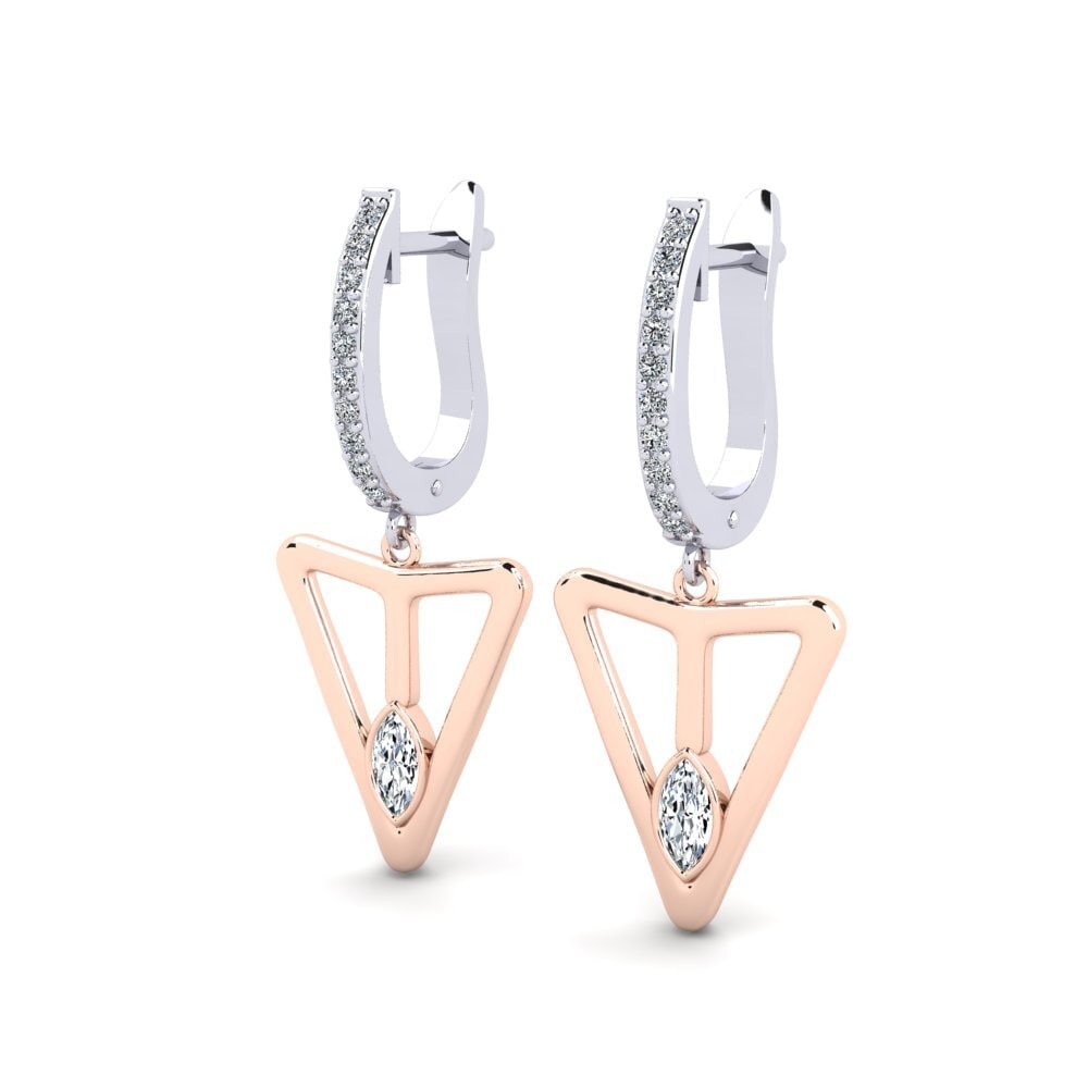 14ct White / Rose Gold Marquise Women's Earring Aecte