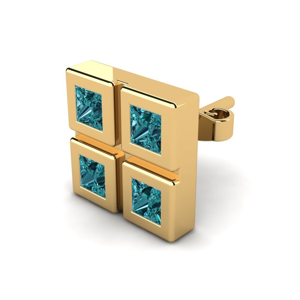 9k Oro Amarillo Diamante Azul Pendiente para hombre Aemilio
