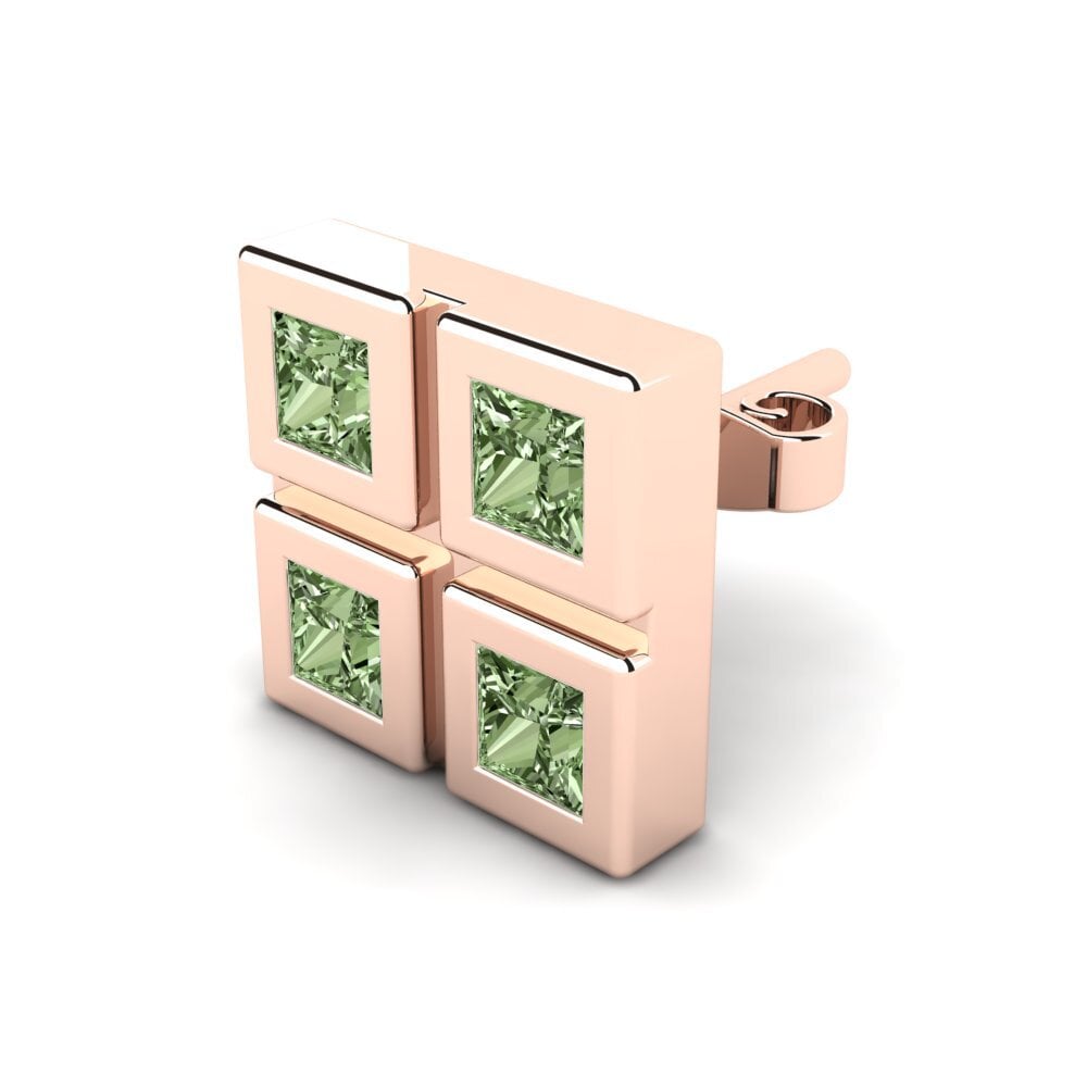9k Oro Rosa Diamante Verde Pendiente para hombre Aemilio