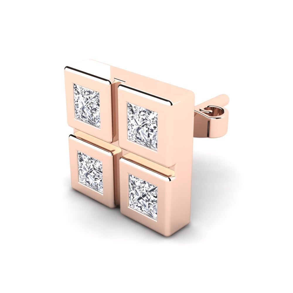 14k Oro Rosa Diamante cultivado en laboratorio Pendiente para hombre Aemilio