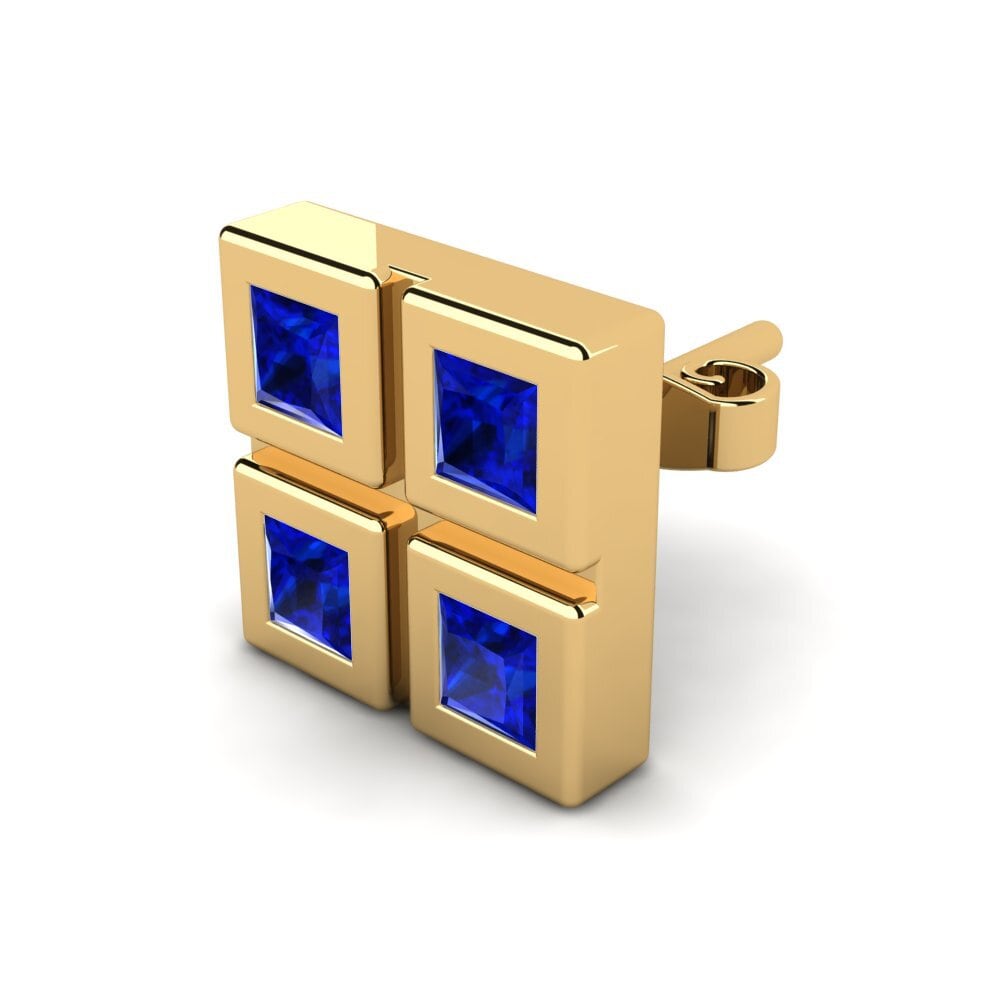 18ct Yellow Gold Sapphire Men's Earring Aemilio