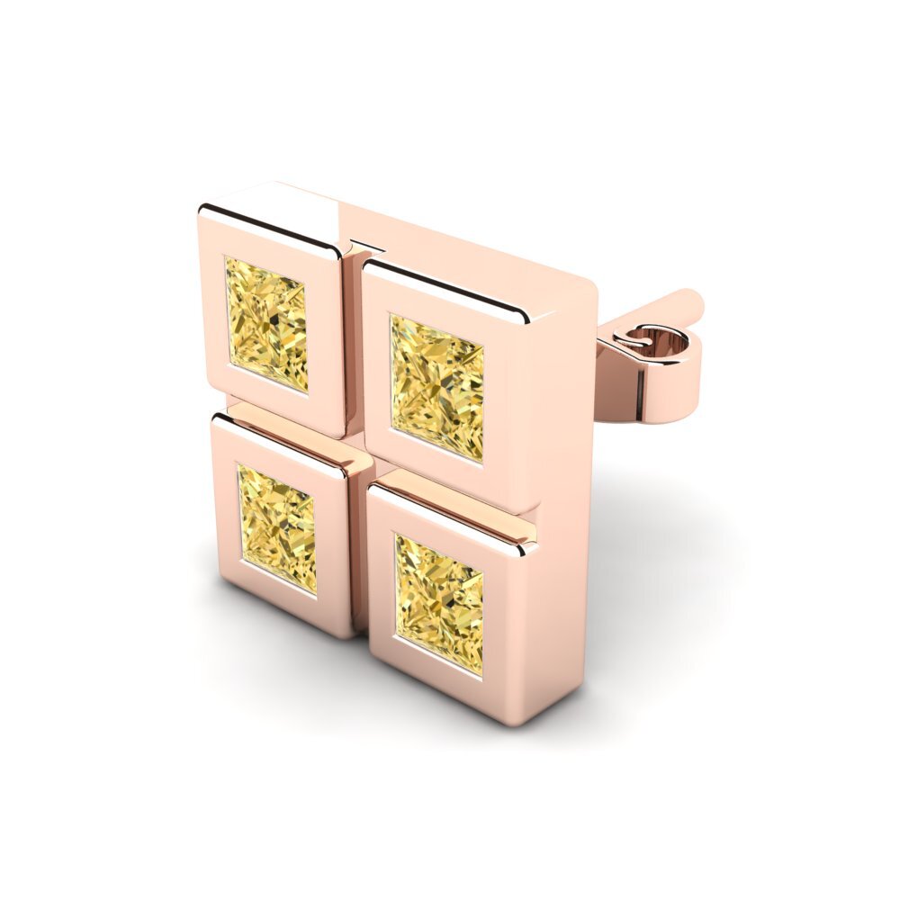 9ct Rose Gold Yellow Diamond Men's Earring Aemilio