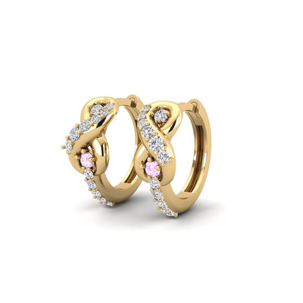 9k Oro Amarillo Zafiro Rosado Pendiente de mujer Afflatus