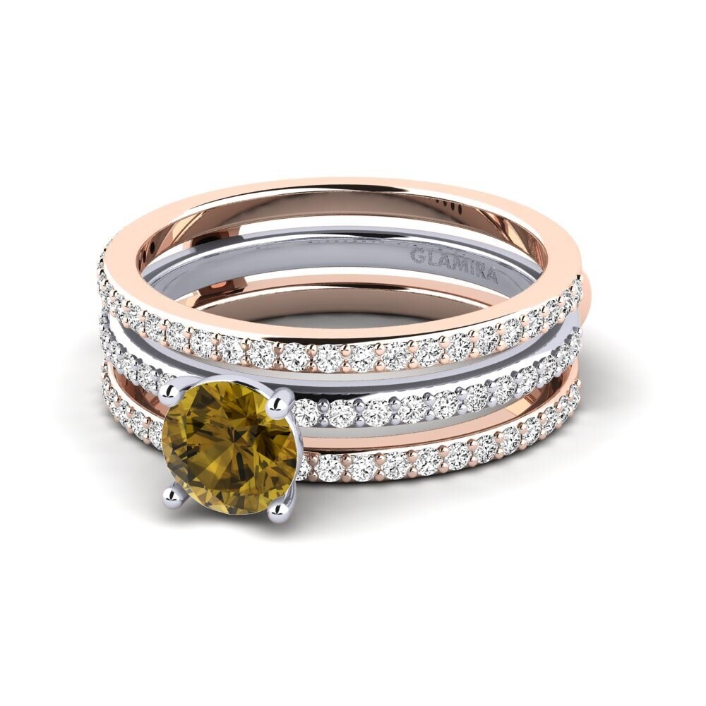 Circón Marrón Anillo Afige SET