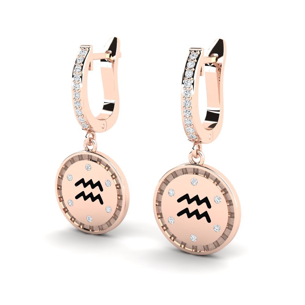 Or rose 585 Boucle d'oreille femme Afost - Aquarius