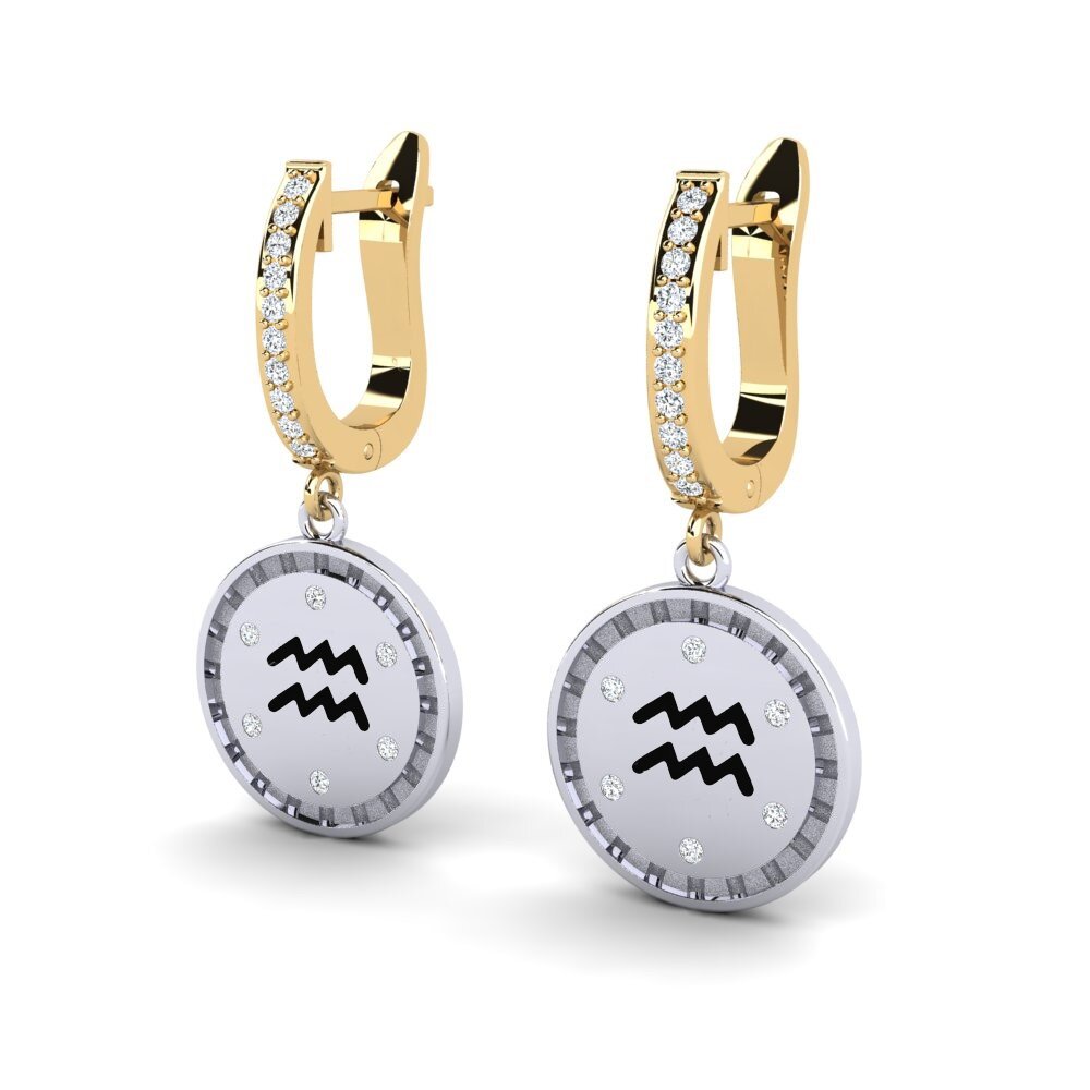 14k Oro Amarillo & Blanco Pendiente de mujer Afost - Aquarius