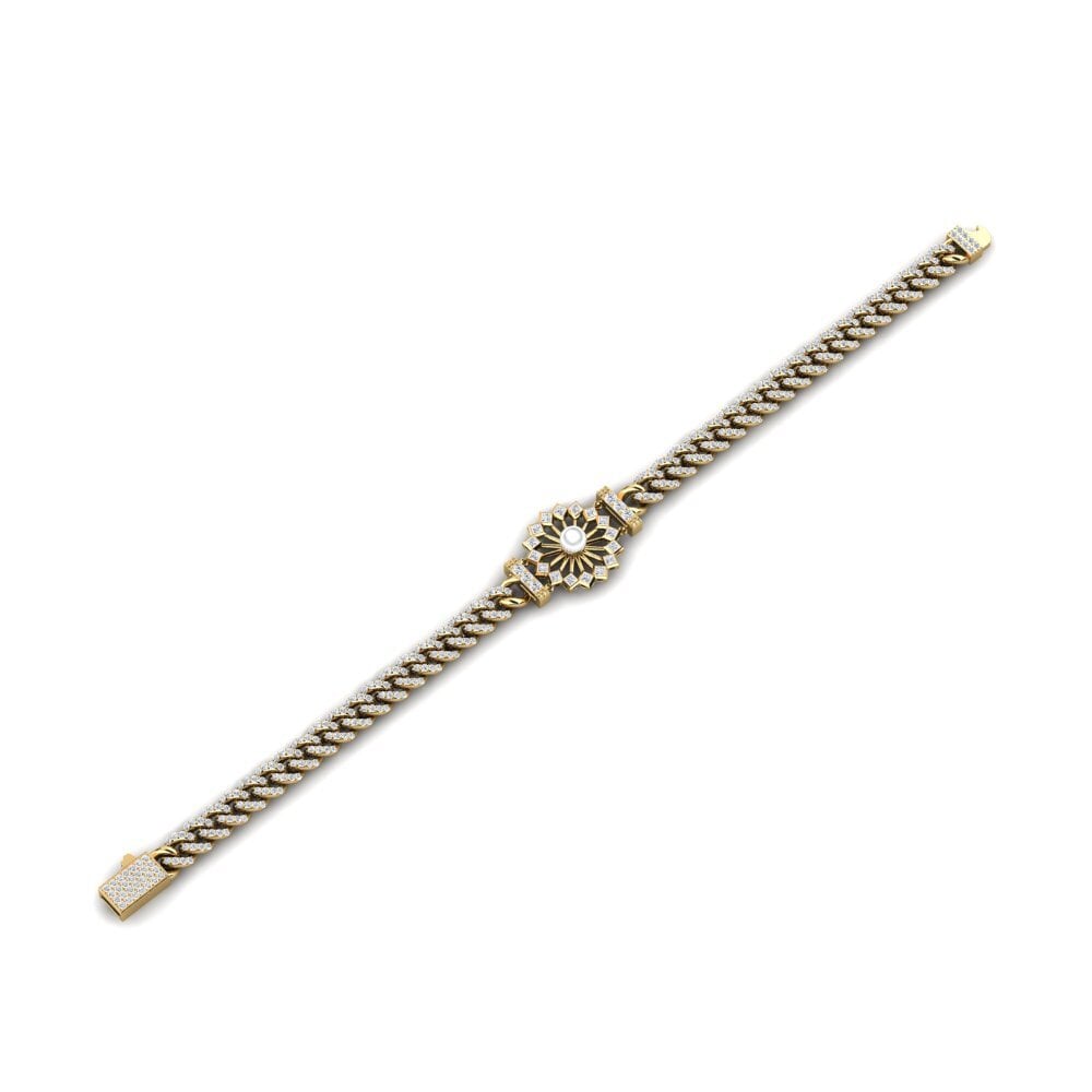 18k Oro Amarillo Diamante cultivado en laboratorio Pulsera de Mujer Afpoty