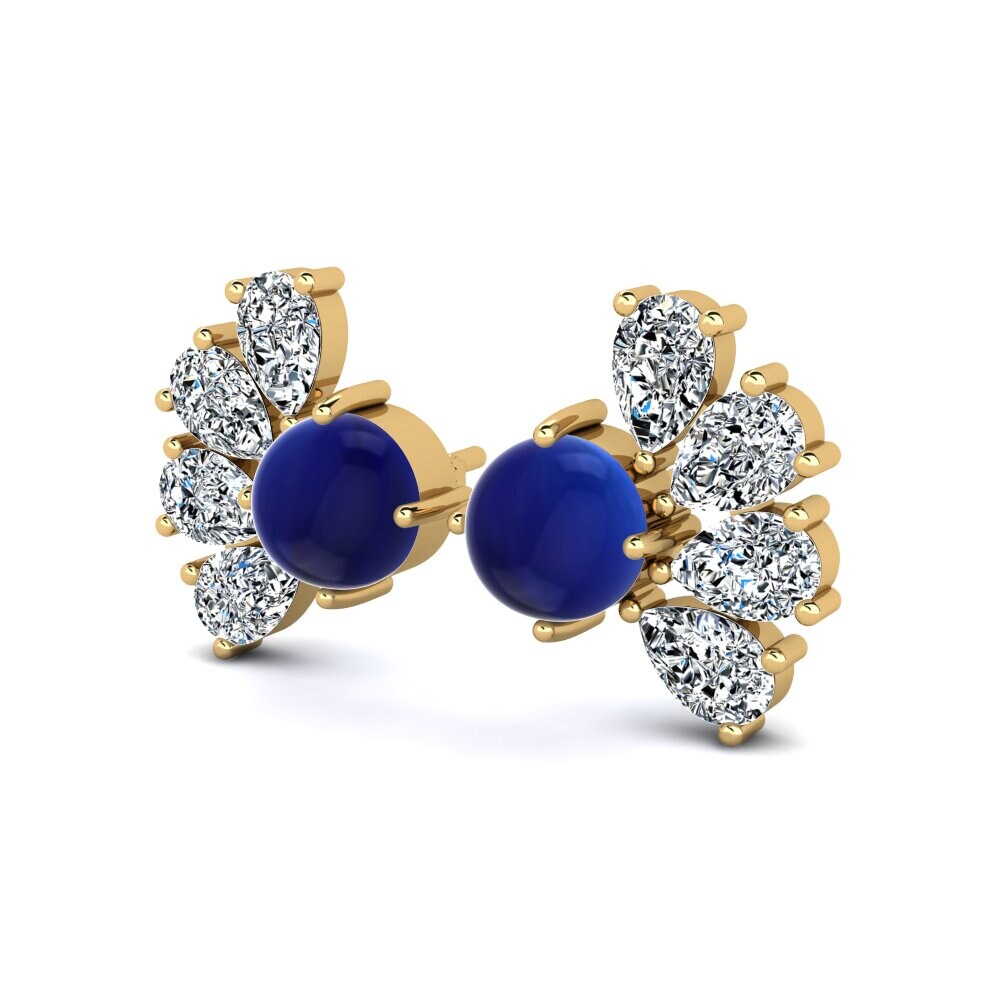 14ct Yellow Gold Cabochon Sapphire Women's Earring Afriel