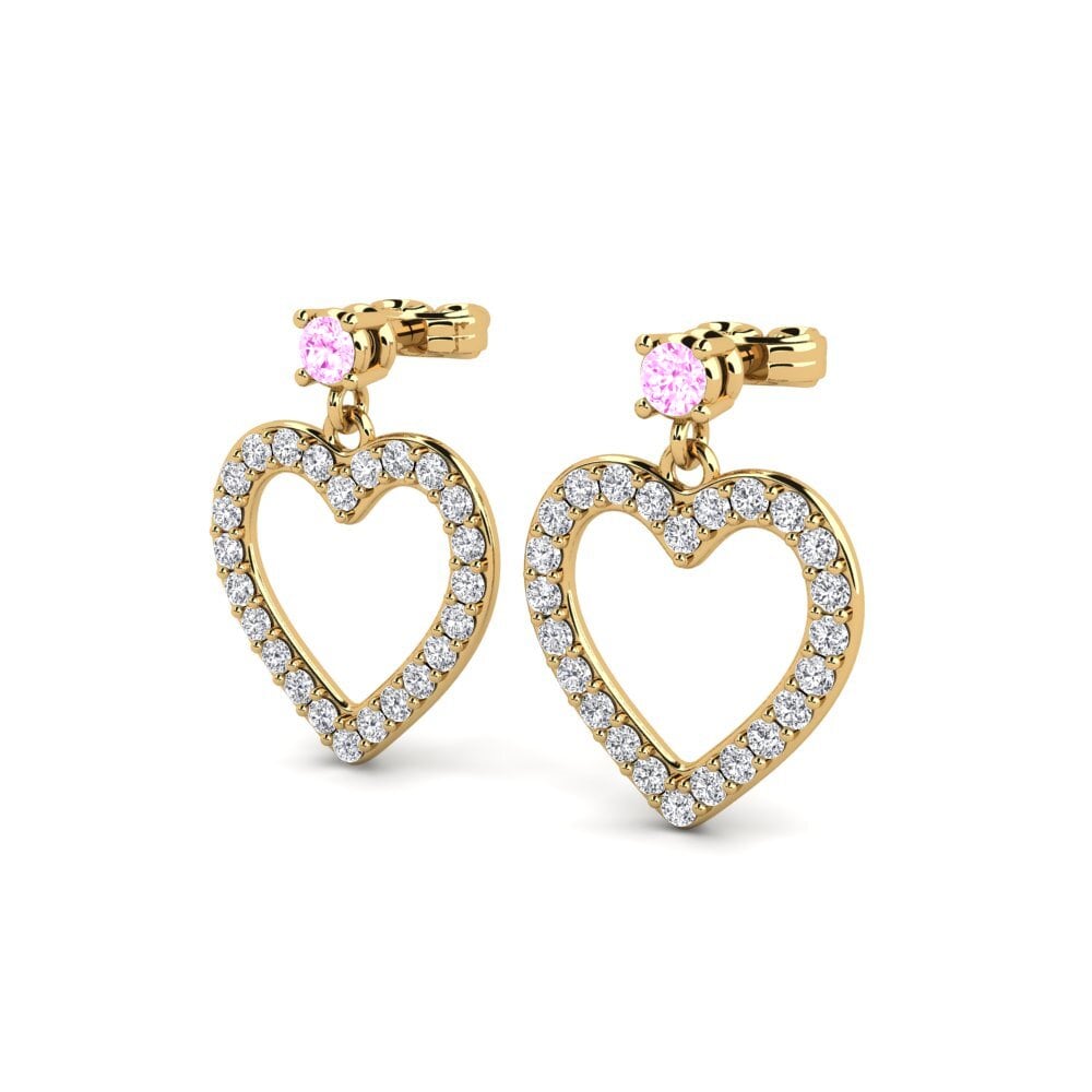18k Oro Amarillo Zafiro Rosado Pendiente de mujer Agamic