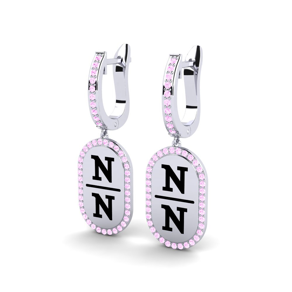 18ct White Gold Pink Sapphire Women's Earring Agamy