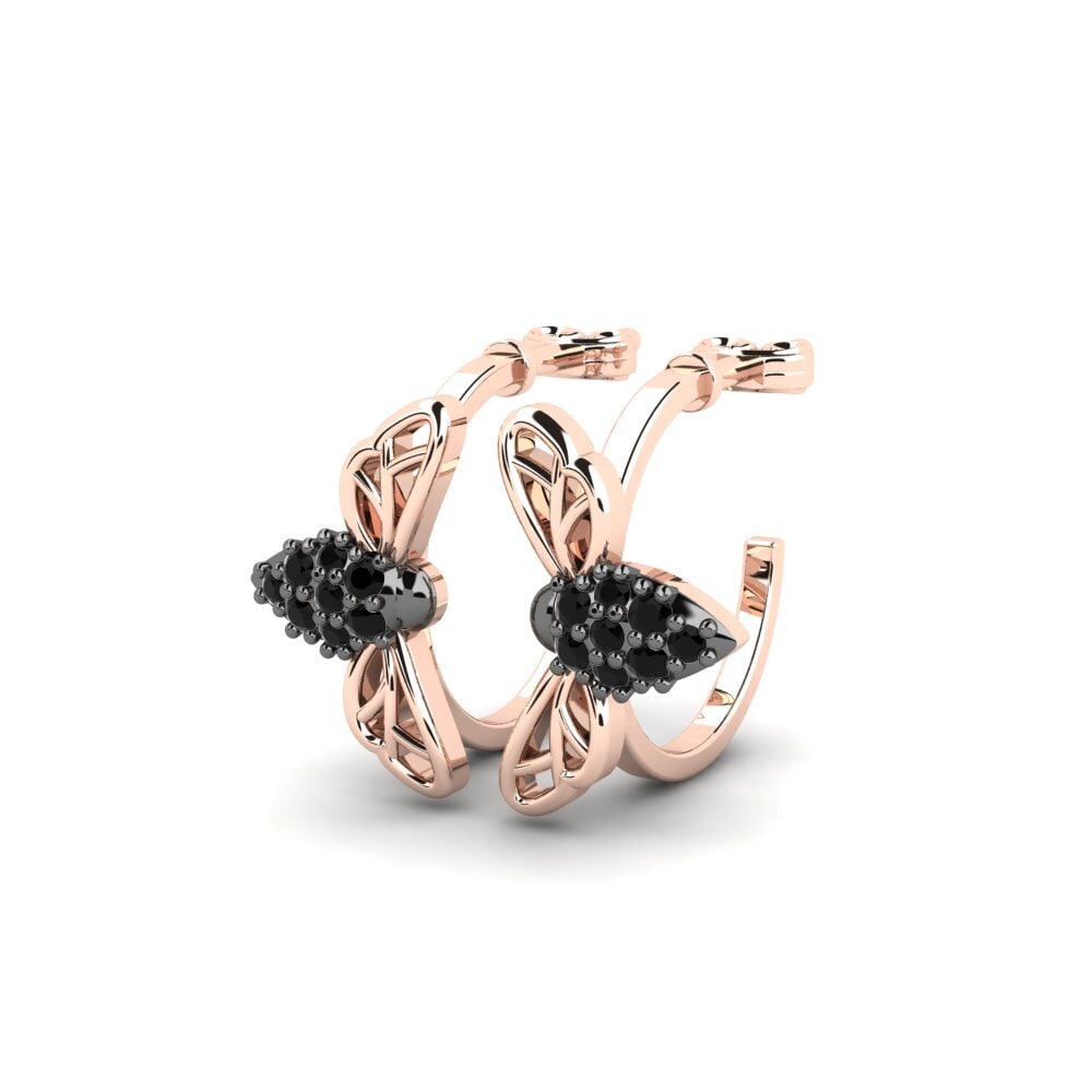 14ct Rose Gold Black Sapphire Women's Earring Aganippe