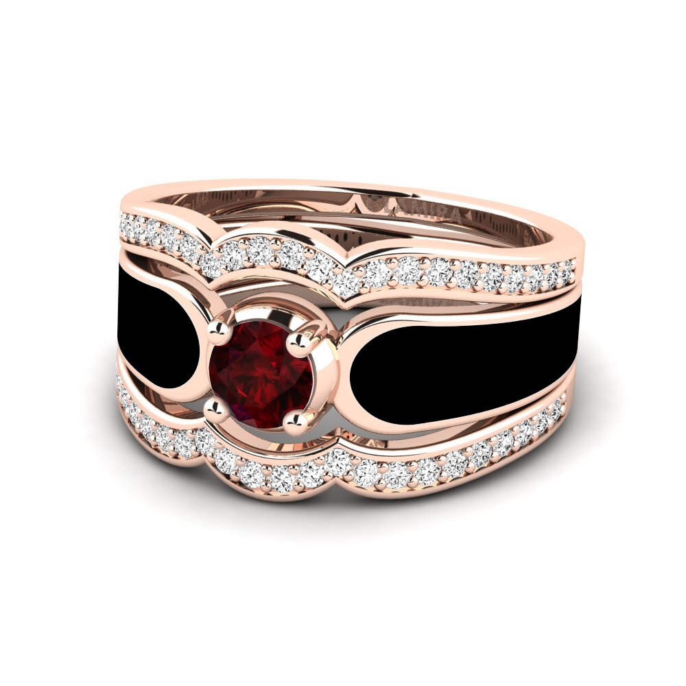 Granat Ring Agend SET