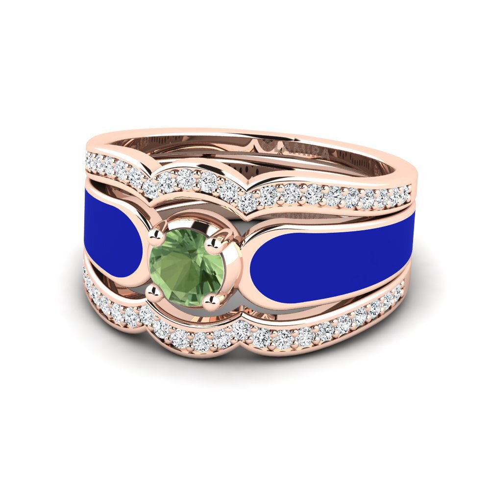 Grüner Saphir Ring Agend SET