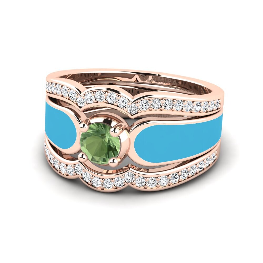 Grüner Saphir Ring Agend SET