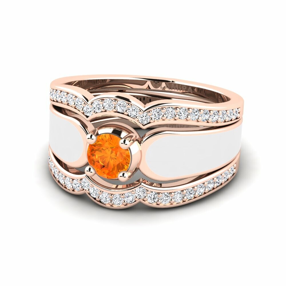 Saphir orange Bague Agend SET