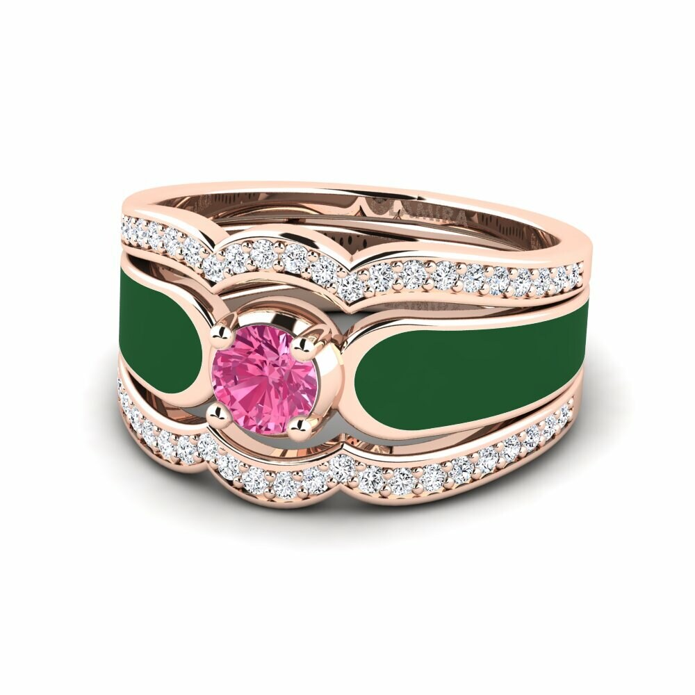 Tourmaline Rose Bague Agend SET
