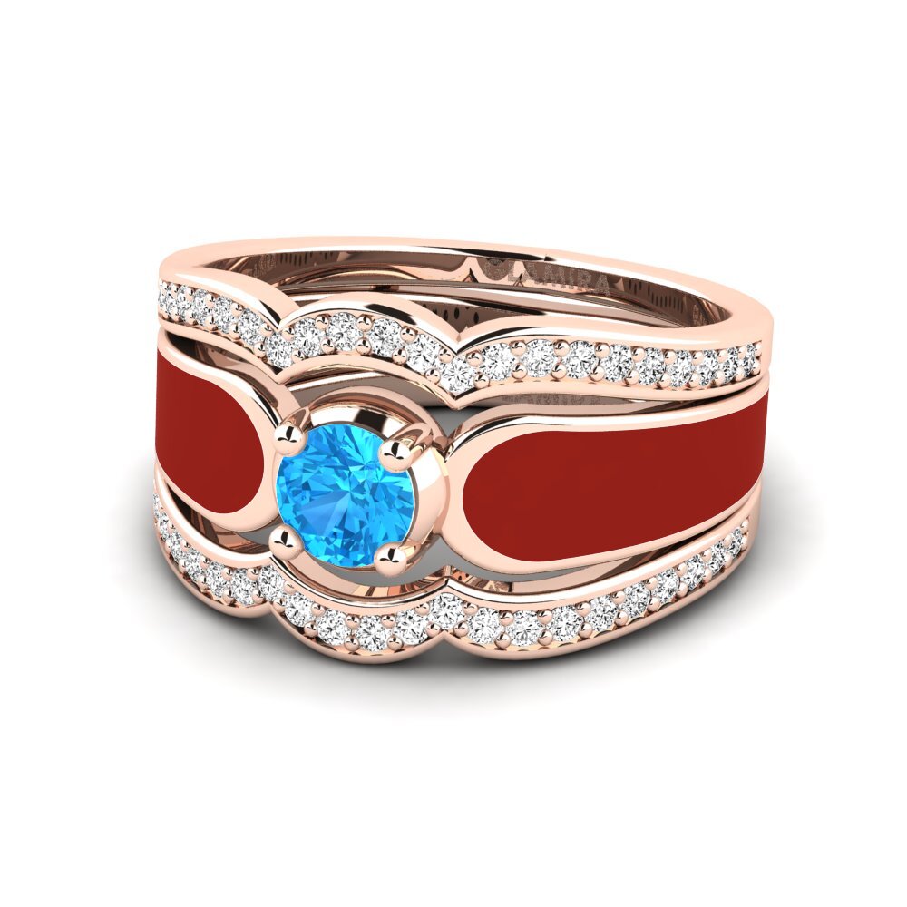 Blauer Topas Ring Agend SET