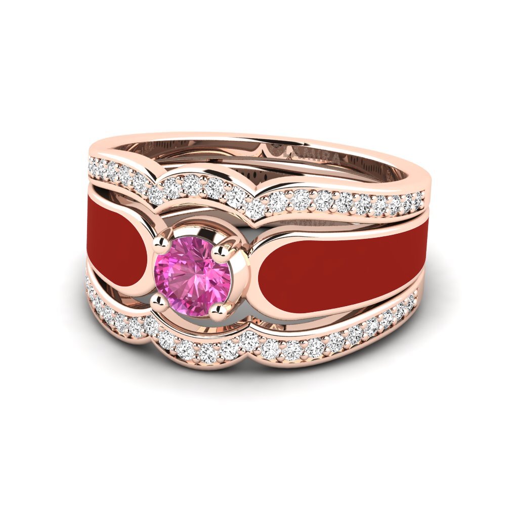 Rosa Topas Ring Agend SET