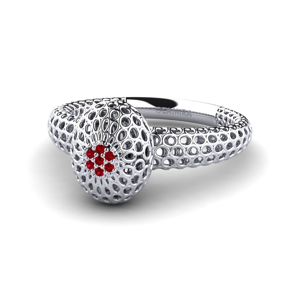 Zircone Rouge Bague Ageratum