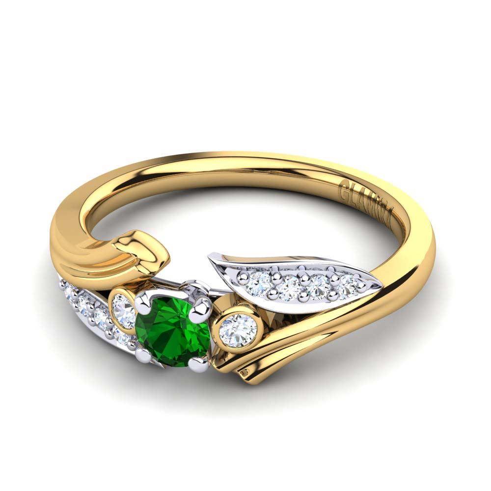 Vàng-Trắng 14K Đá Emerald / Ngọc lục Bảo Nhẫn đính hôn Agnella