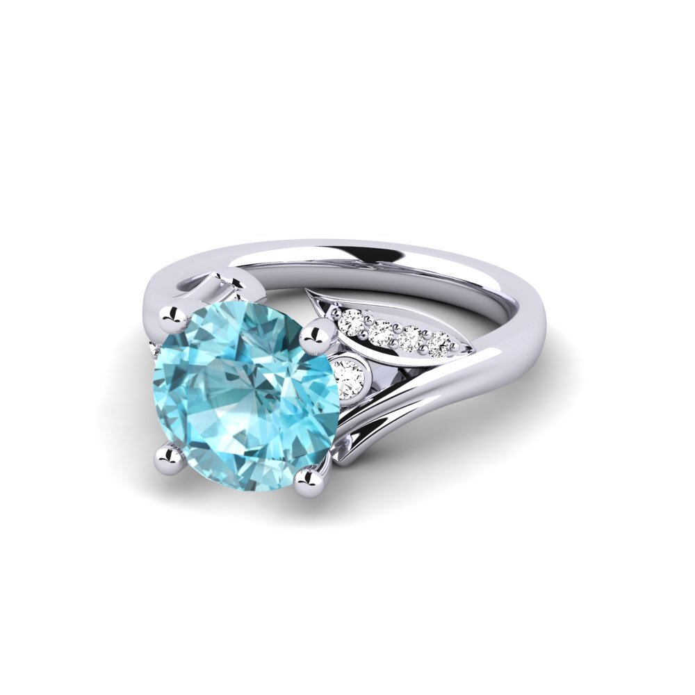 Blue Zircon Engagement Ring Agnella 3.0 crt